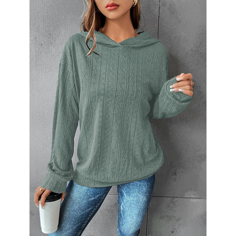 Shein independent station 1688  hot selling solid color drop shoulder hooded long sleeve sweatshirt