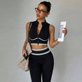yoga clothing suit zipper vest style tight outwearcontrast colorfashion fitness clothing yoga sports suit for women