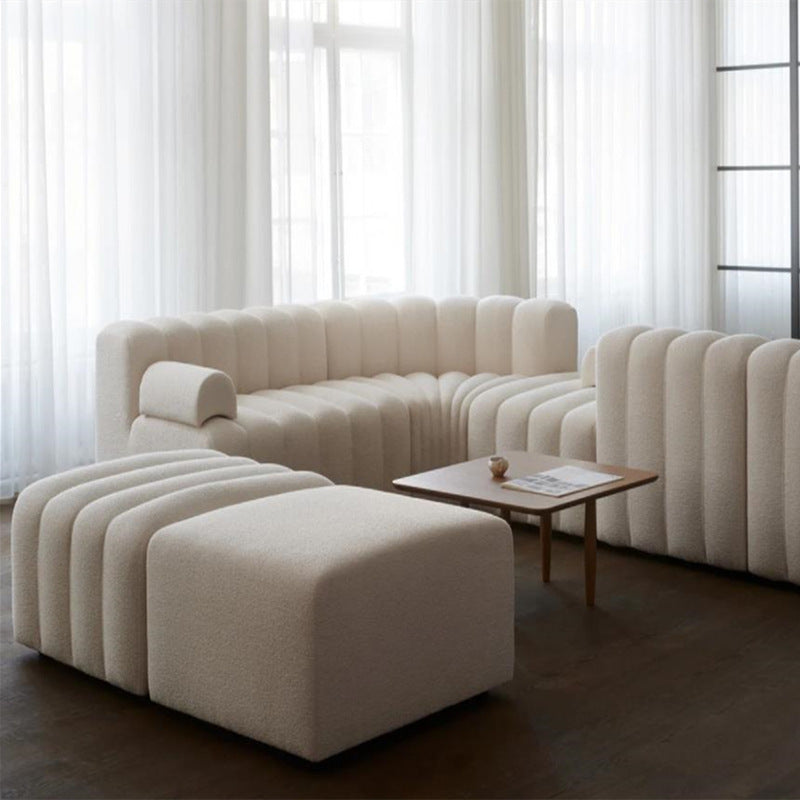 Nordic modern modular fabric living room sofa italian minimalist light luxury piano key creative lambswool sofa set