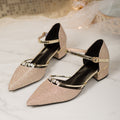 2026new arrivalaccessible luxury rhinestone pointed thick heel sandals women's eleganteasiest for matchtie back high heels pointed toe