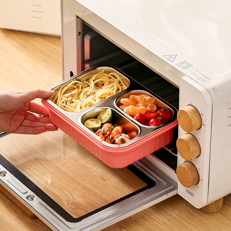304 stainless steel insulated lunch box - perfect for office workers, students, and cafeteria use. features divided compartments and microwave-safe design