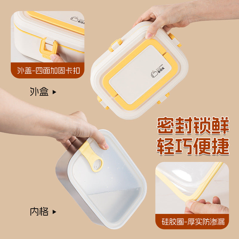 304 stainless steel electric lunch box - perfect for students and office workers. keeps food hot, microwave-safe, and portable
