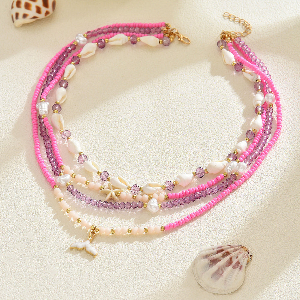 Wholesale seashell necklaces - cross-border jewelry, ethnic-inspired accessories, niche & high-end, light luxury rice bead choker necklace for women
