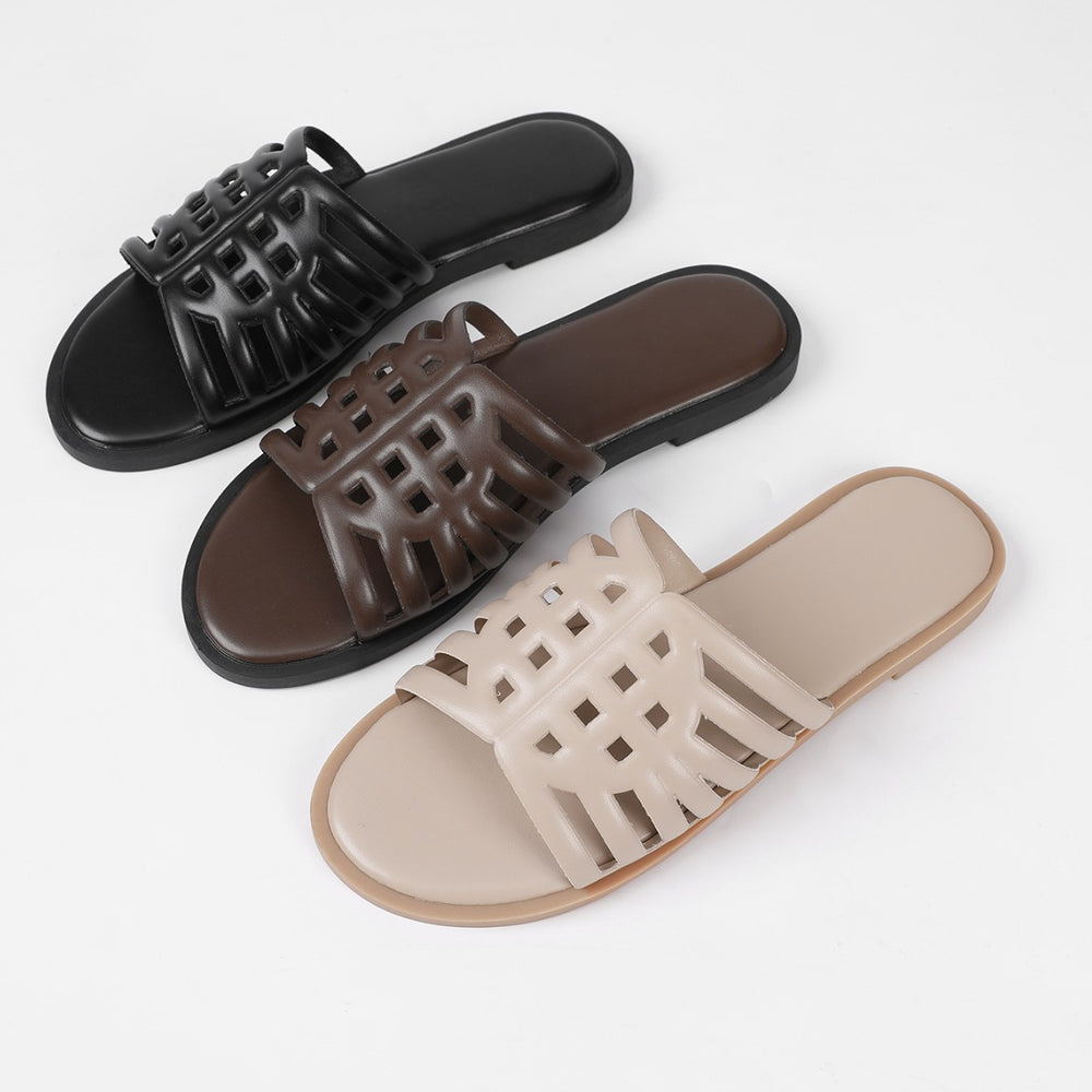 fashion french retro sandals women's summer outdoor wear flat soft leather non-slip flip-flops wholesale