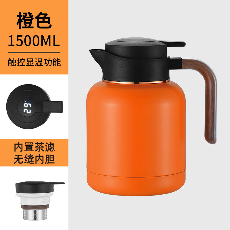 304 smart temperature display thermos stainless steel tea pot office tea pot with filter large capacity thermos flask
