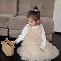 Girls' dress  autumn new arrival: ultra-fairy sequin embroidered children's tulle skirt two-piece princess dress - trendy style