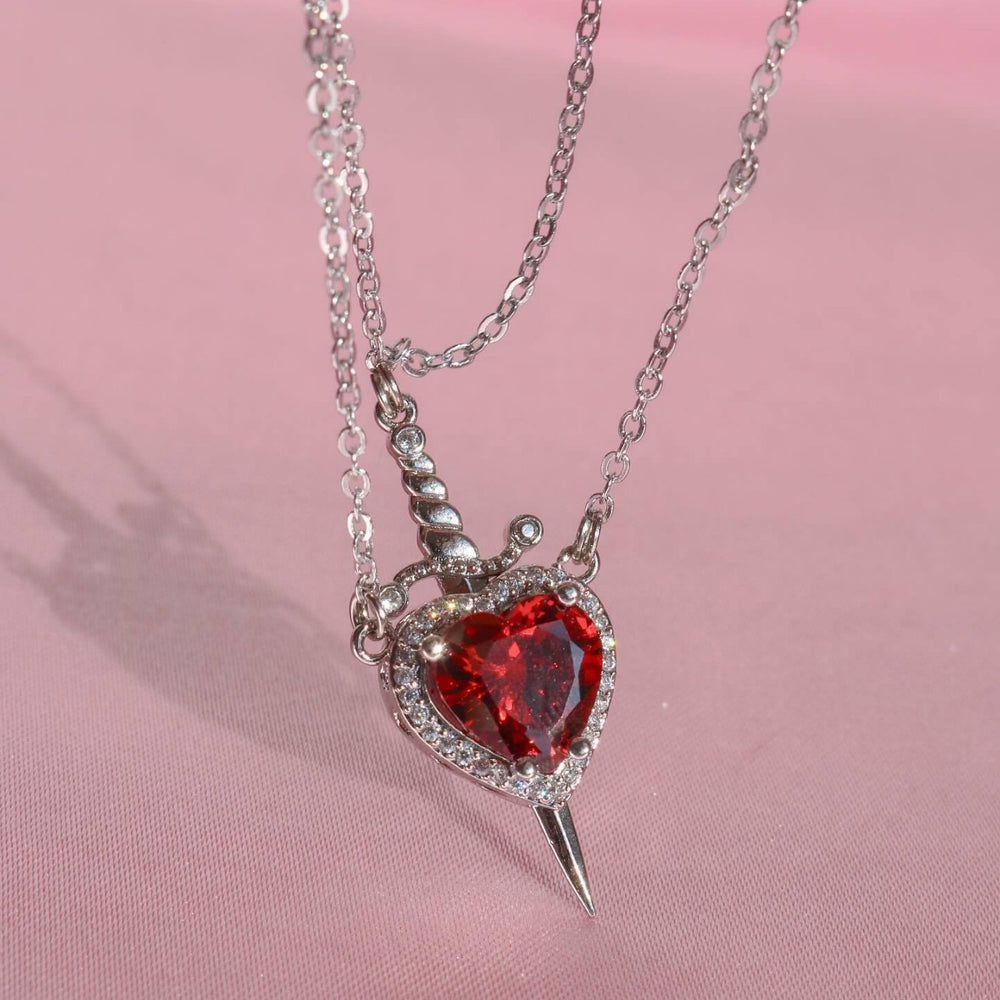 Wholesale vintage heart necklace - european & american cross-border jewelry - "one arrow through the heart" valentine's day high-end heart dagger pendant
