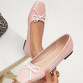 Trendy niche women's flats, 2026 spring/summer new collection, woven bow square-toe low-heeled pumps