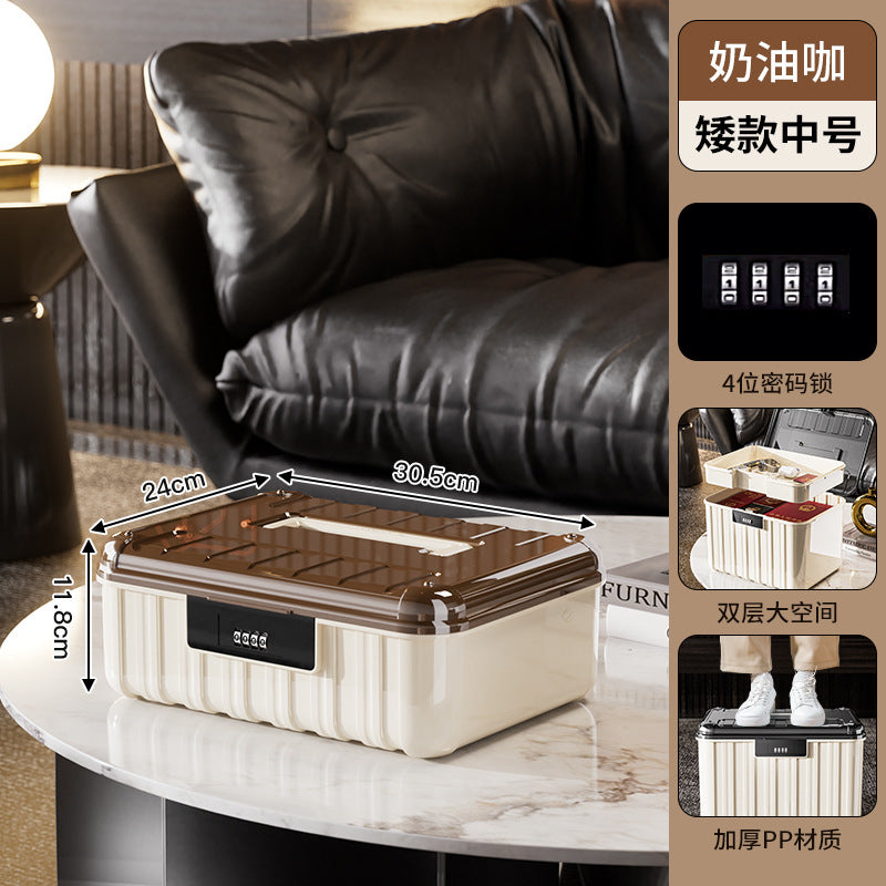 Password box with lock storage box, living room, bedroom, ID, pharmaceutical jewelry storage box, multi-specification layered storage box