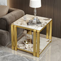 Scandinavian modern accessible luxury style sofa side table casual living room double layer side table italian slate corner table square small coffee table