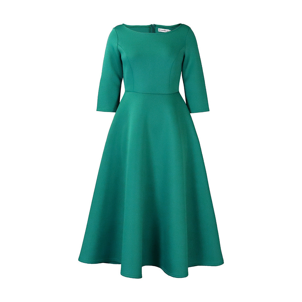 D346  european and american women's clothing  summer new arrival solid color swing dress elegant evening gown foreign trade dress