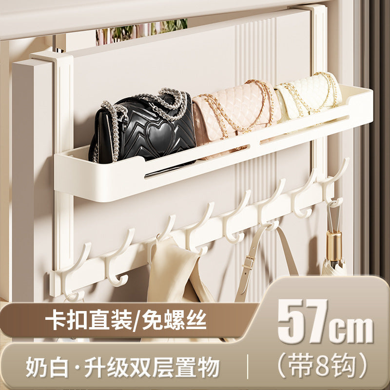 Over-the-door hook rack - no drilling required! perfect for hanging clothes, keys, and hats. a space-saving organizer for your bedroom or entryway