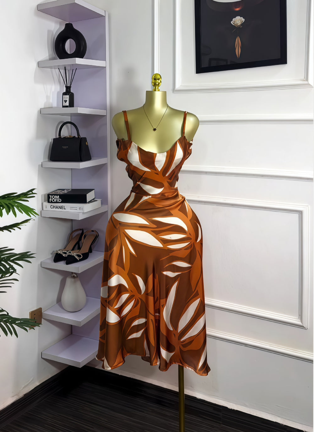 European and american cross-border fashion women's summer  new sleeveless camisole printed sexy backless elegant dress