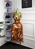 European and american cross-border fashion women's summer  new sleeveless camisole printed sexy backless elegant dress