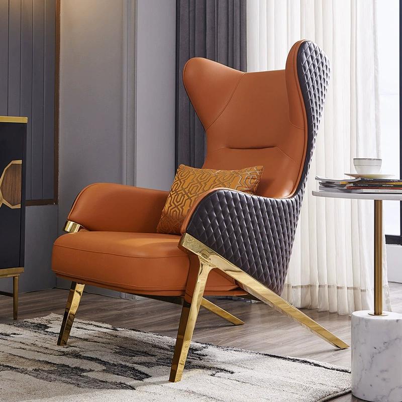 Light luxury single sofa chair genuine leather living room scandinavian modern casual designer high back tiger normcore casual chair
