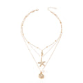 European and american niche ocean series starfish shell seashell pendant necklace - women's summer vacation style cross-border jewelry wholesale