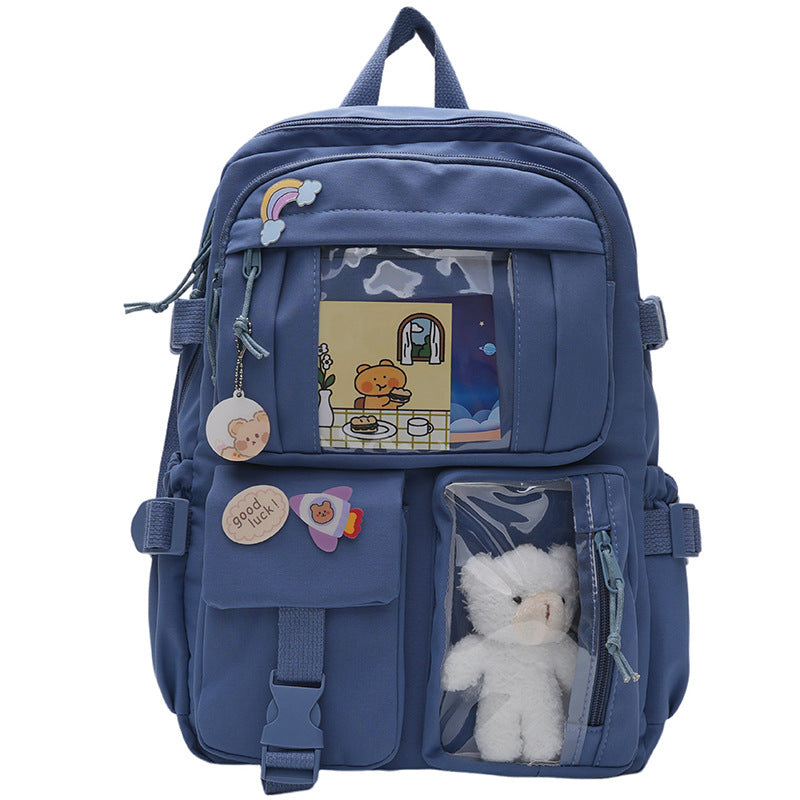 Korean version of fresh and cute junior high school backpack women's large-capacity leisure primary school schoolbag light storage campus backpack