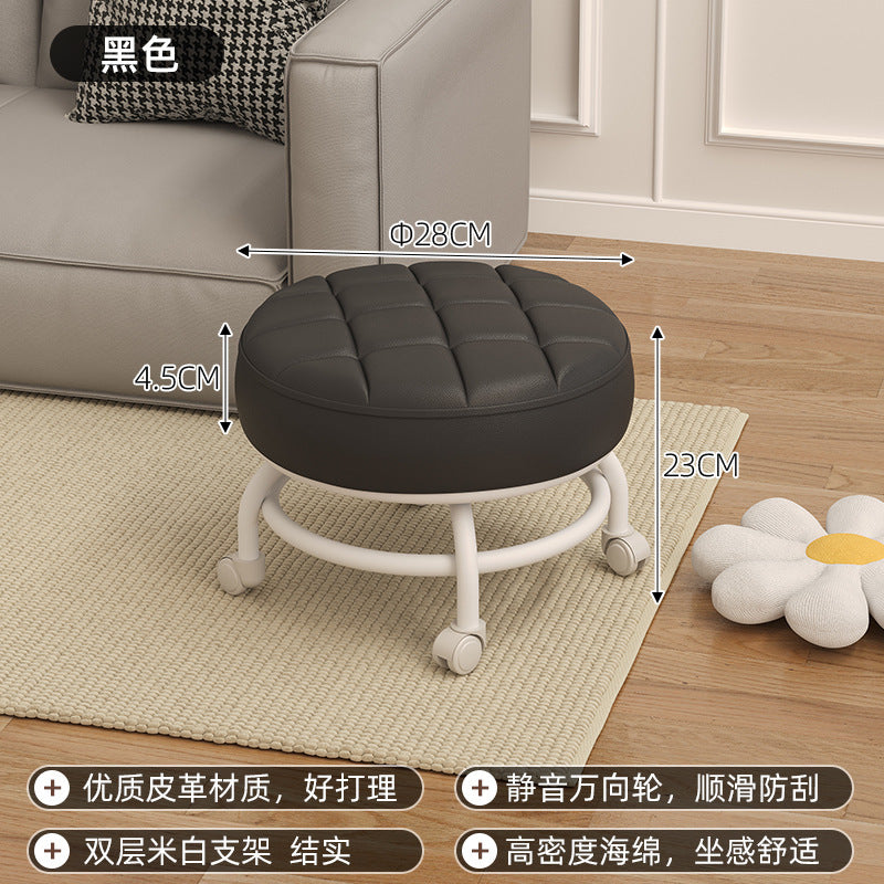Pulley low stool transparent small chair universal wheel stool toddler children acrylic beautiful seam household backrest small size
