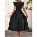 code new arrival  original women's eleganceelegantv neckpure color flying sleeve dress
