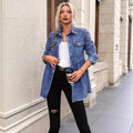 Amazon cross-border fashionexport women's clothing new arrival spring and summer shirt button denim long sleeves lapel denim outwear