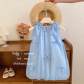 girls' sleeveless bowknot sundress - korean style floral princess dress for baby girls