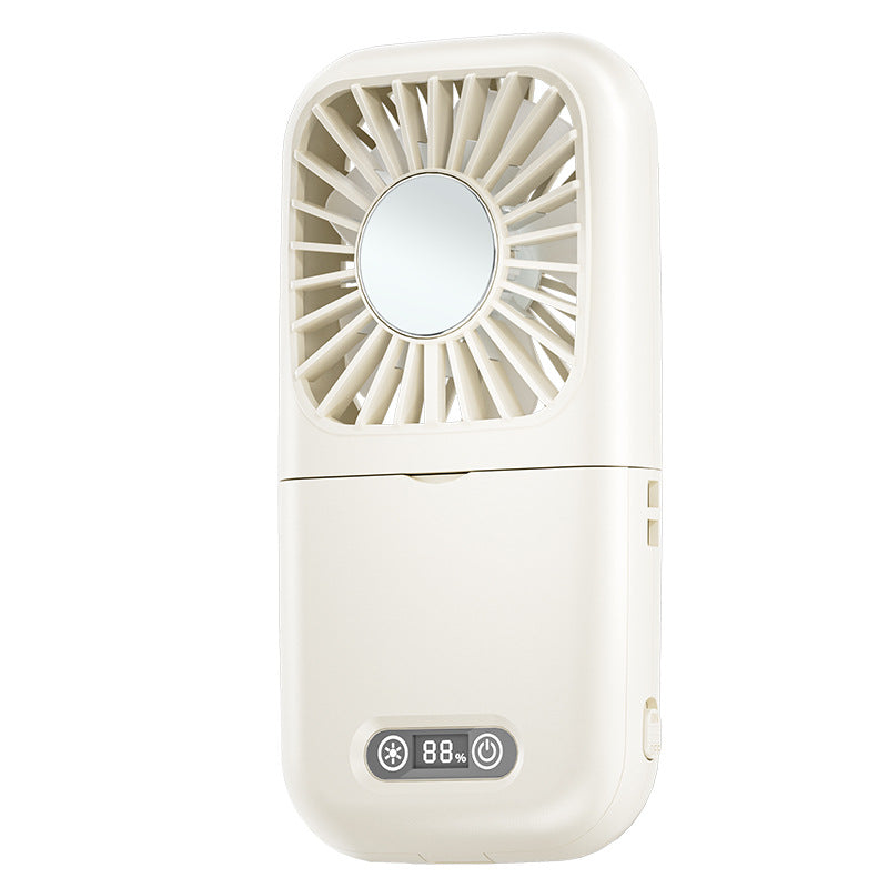Hanging neck handheld fan foldable portable usb charging fan desktop stand outdoor makeup mirror small fan wholesale