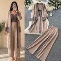 Lazy style knittingcardiganloose pantstwo-piece setfemaleautumwork clothingslimming looksuitsweaterthree-piece set