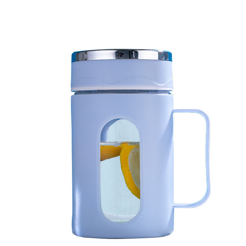 Business handle cup glass office for homecasual drinking water tea cup large capacity drainage floor push gift cup