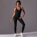 New arrivalfashion tight pure colorall-in-one jumpsuit aerial back yoga wear seamless breathable long jumpsuit