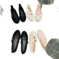 embroidered pearl loafers - women's soft leather breathable casual flats - retro chinese style flat heel plus size mesh shoes