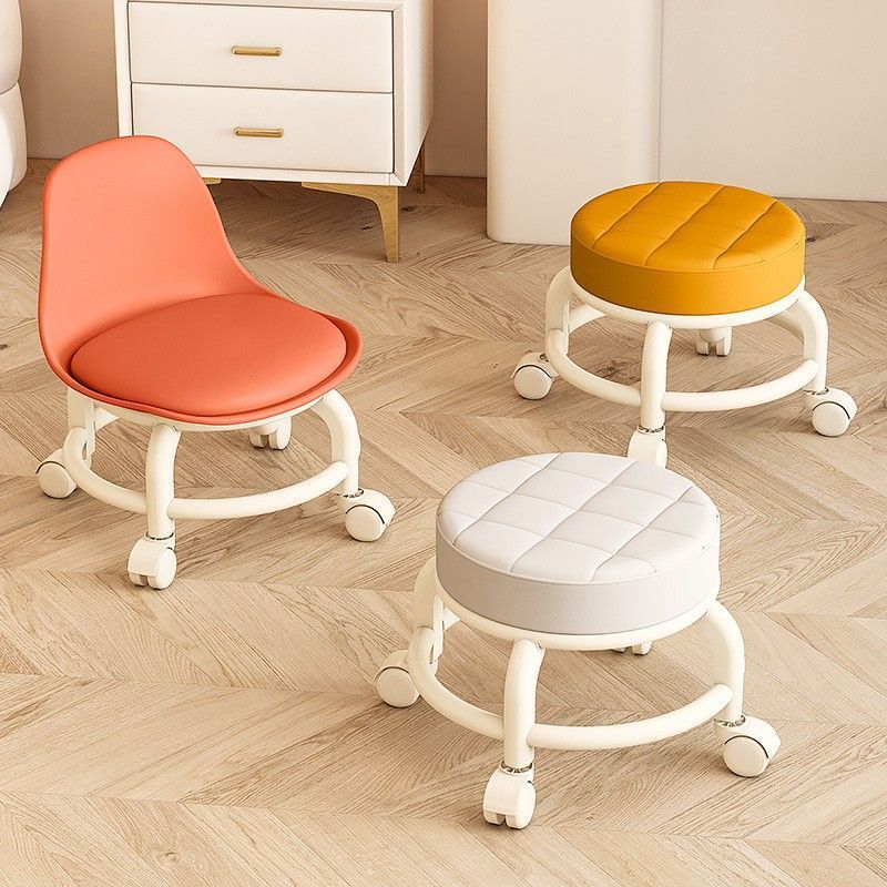 For homemovable backrest small chair pulley stool universal wheel small stool kids plastic backrest chair with wheels