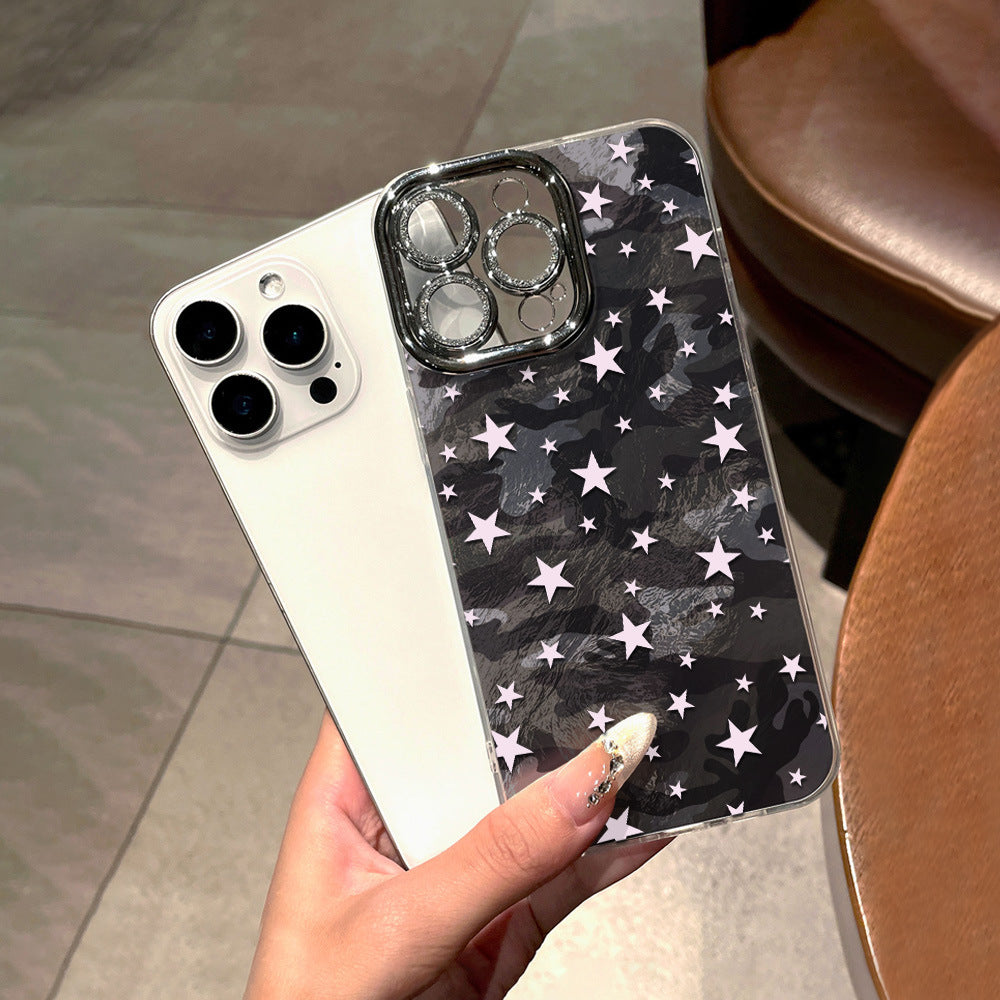 Full screen pink star hole vortex suitable for apple 17 mobile phone case iphone14promax glitter hard case 16