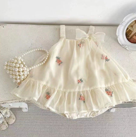 Newborn baby summer romper dress - lightweight summer bodysuit, crawling suit, 100-day celebration outfit for baby