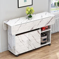 Faux marble nordic extendable folding dining table, rectangular modern minimalist home small apartment dining table for 4-6 people
