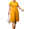 D135t exportv neckruffle sleeve cross-border plus sizepleated africanladieswearfashion cross-border dress