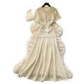 French style chic casual dress - women's short sleeve korean a-line dress - high waist slimming work-ready elegant dress