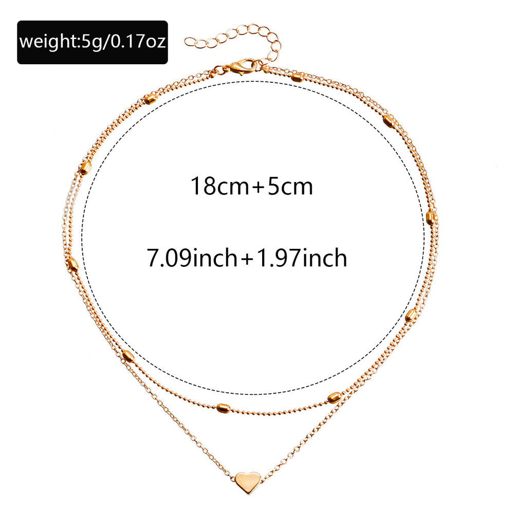 European and american cross-border jewelry: minimalist heart layered choker necklace - trendy, versatile, and chic heart pendant necklace for women