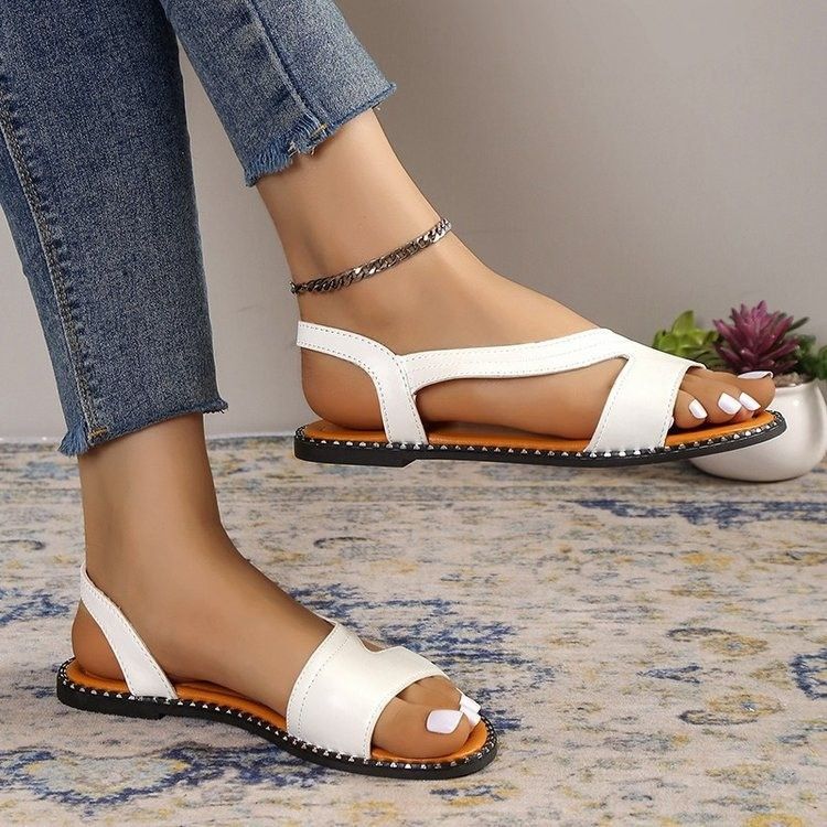 One-line flat bottom fish mouth sandals women's exportplus sizesummernew arrival open toe slip-on sandals in stock wholesale