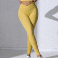 Fashion cross-border peach butt tight yoga pants waistband cross slimming look sports pants butt lift elastic fitness pants for women