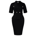 C8648 european and american export women's clothing cross-border new arrival large lapel five-sleeve high-waisted bodycon elegant african dress