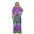 supply  contrast color chiffon dress with headscarf african plus size women's robe
