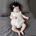 Summer newborn infant romper - lightweight, stylish lace trim, korean style bodysuit, snap-crotch romper