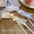 Sweet white bowknot flower hair clips - mori style handmade rose double ponytail clips - lolita hair accessories & headwear
