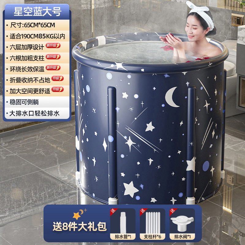 Thickened collapsible bathtub for adults - full body soaking tub with optional heating - home use bathtub for adults and children