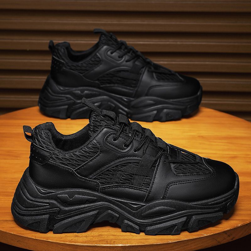 Men's spring mesh breathable trendy brand versatile athletic casual shoes men's thick sole hidden heel dad shoes