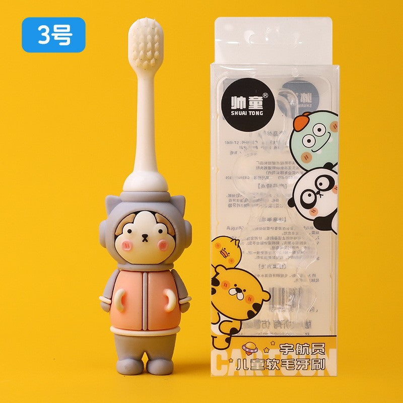 Boxed children's toothbrush cartoon baby cartoon astronaut soft bristle toothbrush 3-12 years old baby oral cleaning