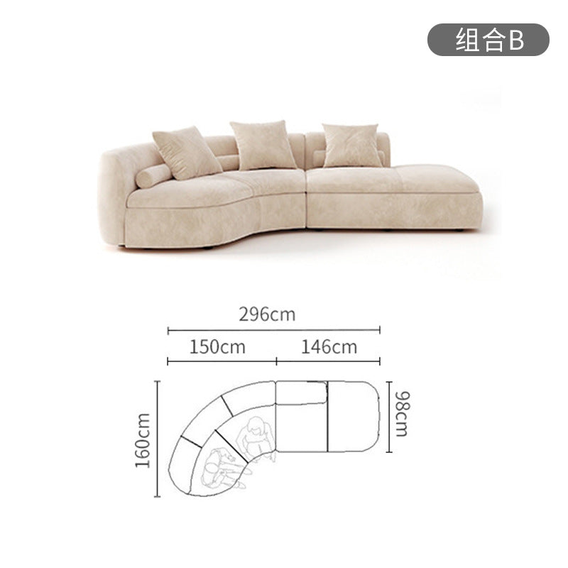 New arrival modern normcore cream style accessible luxury curved fabric sofa living room special-shaped zaji style sofa combination