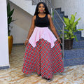 European and american cross-border african women's clothing  summer new fashion casual high-waisted slimming plaid long midi skirt