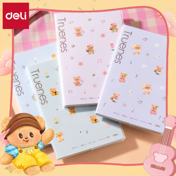 Deli HY237 Butter Bear Rubber Set Book-32K72 Rubber Set Book Notebook Exercise Book Diary Student