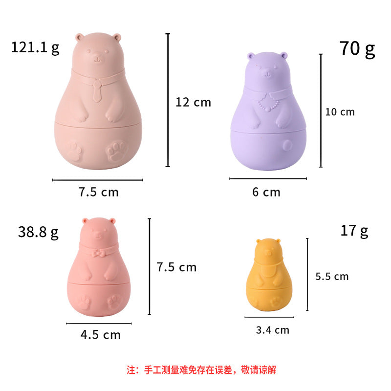 Factory new silicone matryoshka doll early education puzzle building block toy baby silicone assembled bear doll